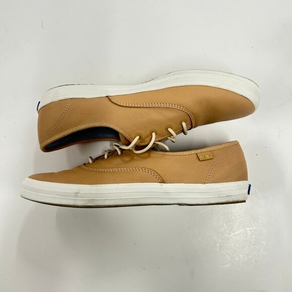 Keds Size 9 Leather Lace Up Sneakers Tan Neutral Casual Classic Chic - Picture 6 of 11
